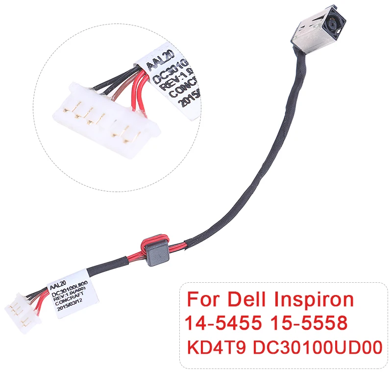 1Pcs DC Power Jack Connector Flex Cable Socket For Dell Inspiron 14-5455 15-5558 KD4T9 DC30100UD00 Support Dropping