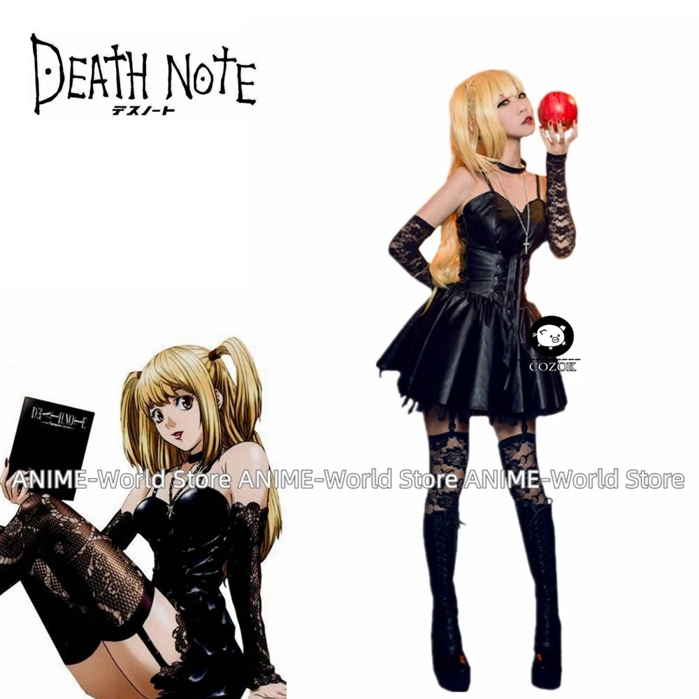 

Anime Death Note Misa Amane Cosplay Costume Black Party Black Dress custom Any Size