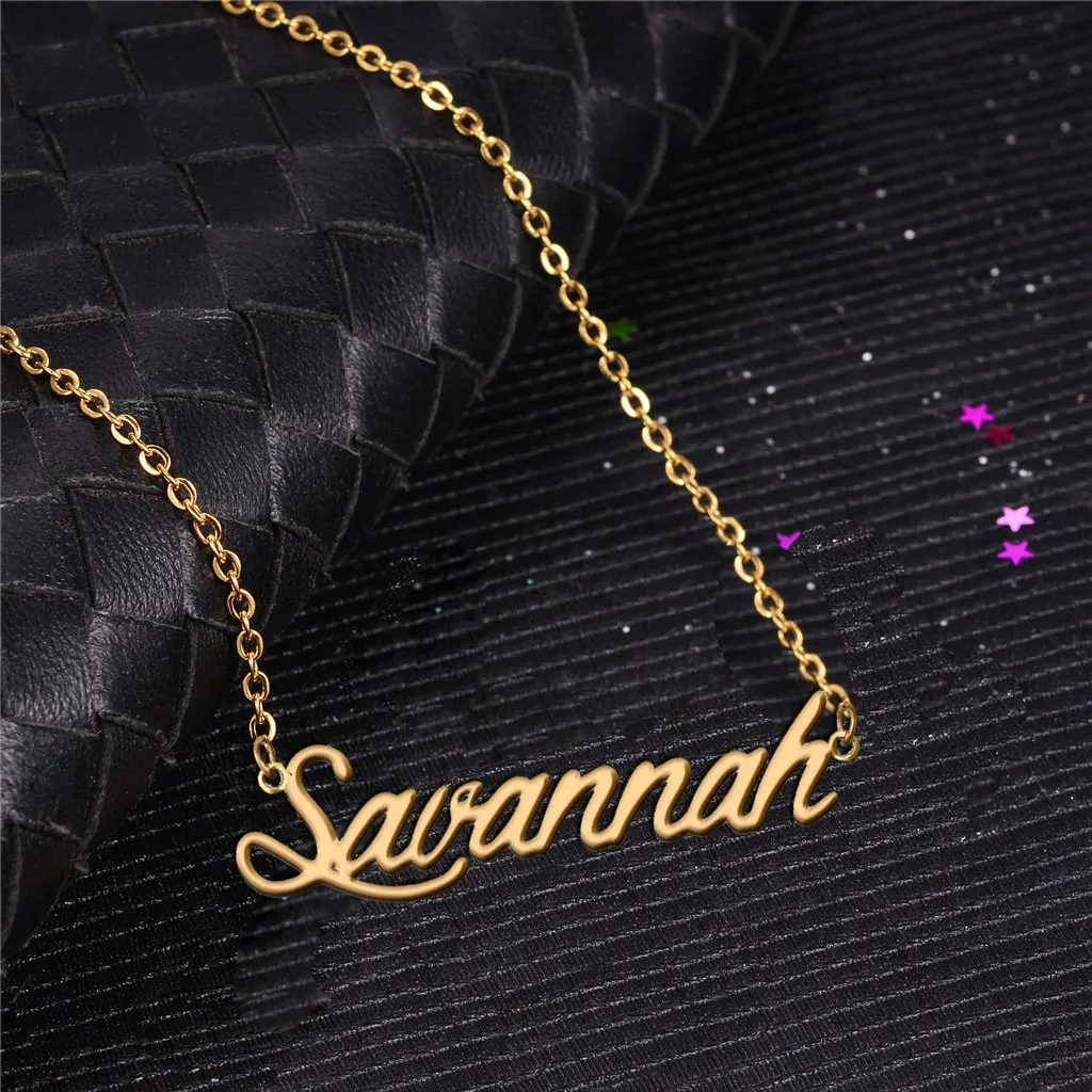 

Personalized Savannah Name Necklace for Women Nameplate Stainless Steel Gold Plated Pendant Birthday Anniversary Jewelry Gift