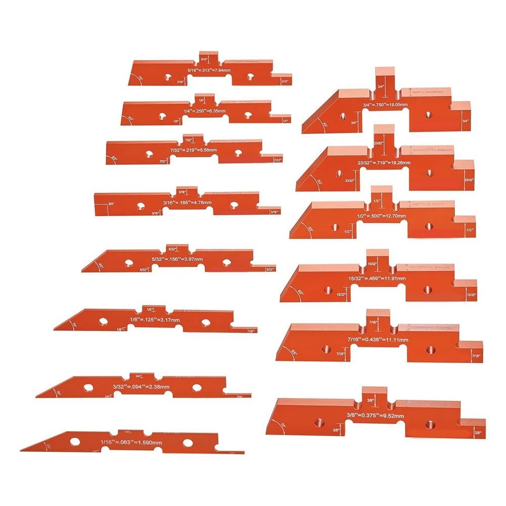 

A20F-Router Table Setup Bars, 14 Pcs, Precision Aluminum Setup Blocks Height Gauge Set, With Laser Engraved Size Markings
