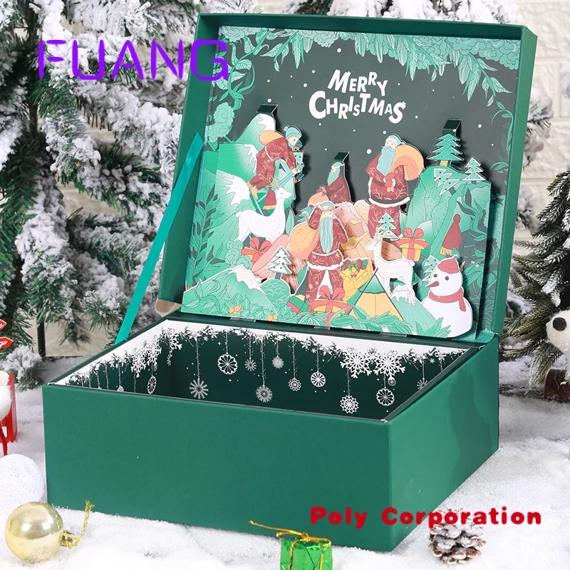 Confezione regalo di lusso personalizzata di alta qualità 3D Pop Up Surprise Paper Merry Christmas Packaging Card Box scatola per spuntini per le piccole imprese