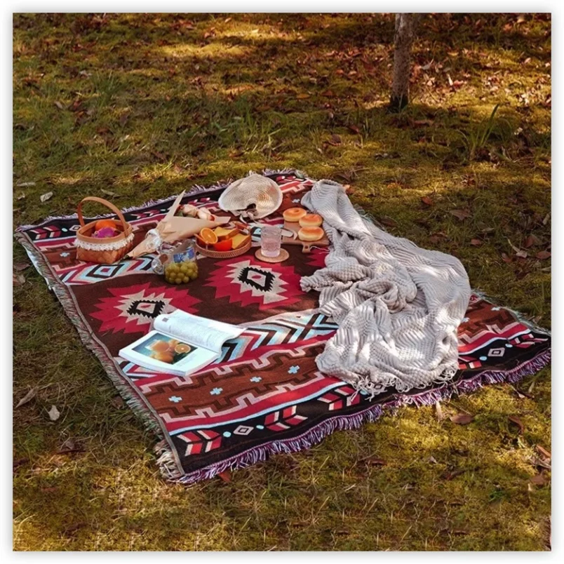 Imagem -03 - Textile City Ins Retro Throw Blanket Kilim Étnico Indiano Totem Geométrico Sofá Toalha Capa Jacquard Outdoor Camping Esteira de Piquenique