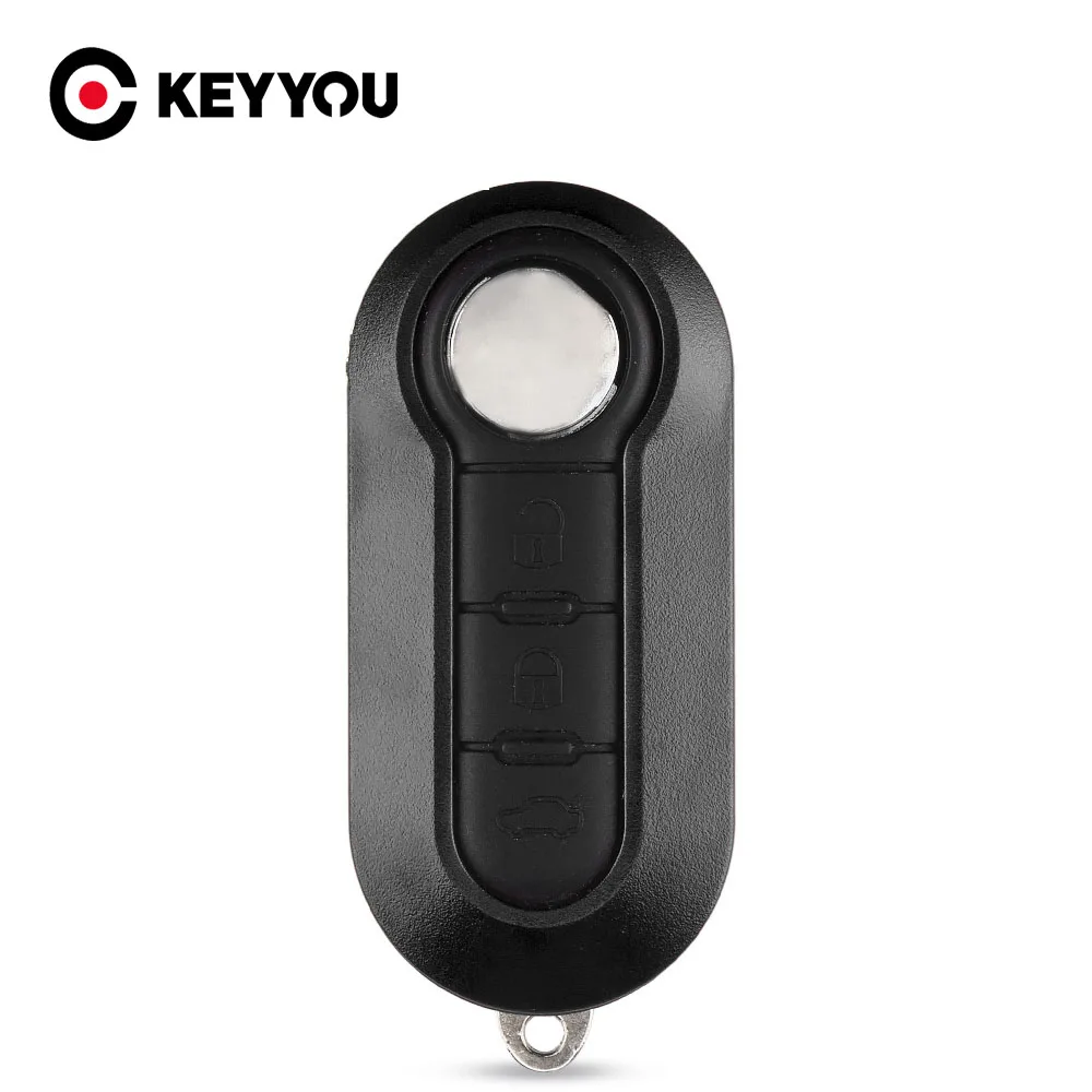 

Складной дистанционный ключ KEYYOU с 3 кнопками для FIAT 500, комбинированный чехол-брелок для автомобиля, необрезанное лезвие SIP22