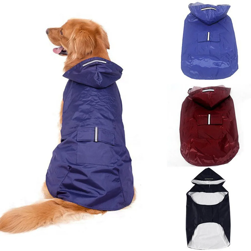 Dog Raincoat Waterproof Hoodie Jacket Rain Poncho Pet Rainwear Clothes with Reflective Stripe Outdoor Dogs Raincoat Accessories