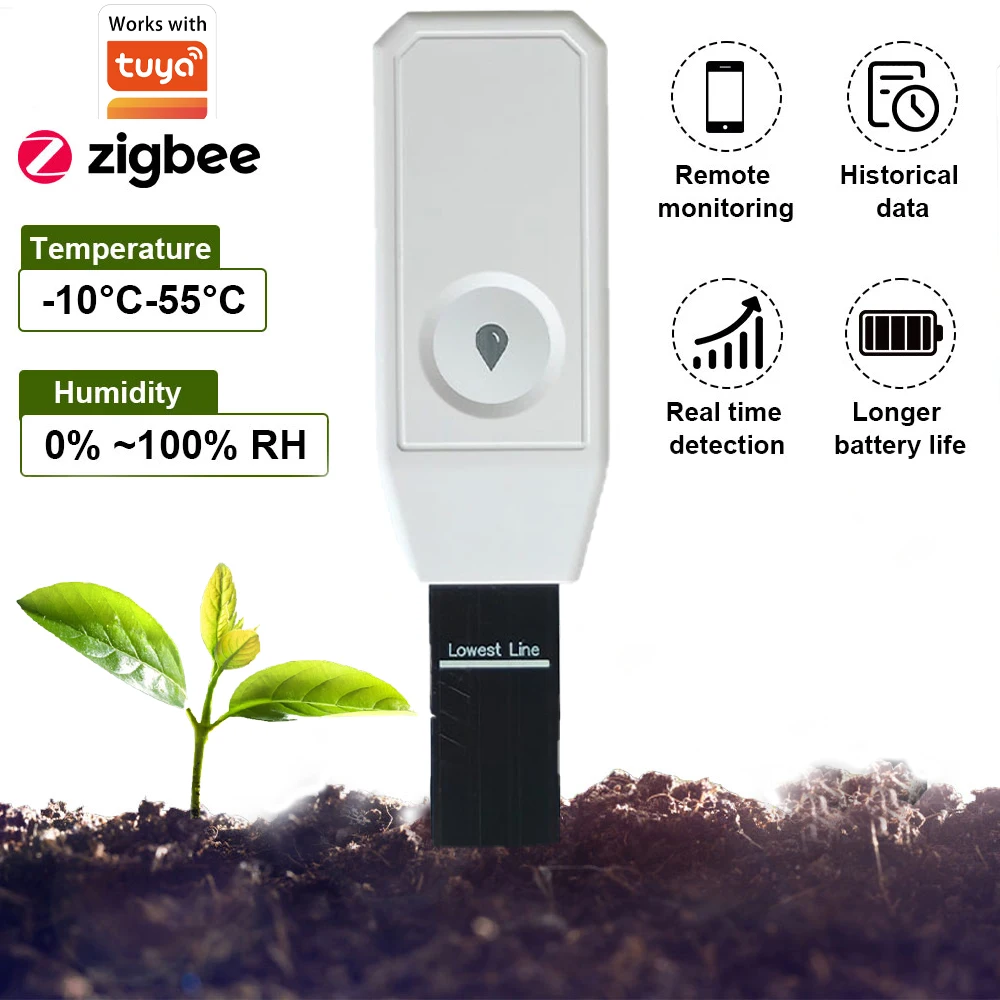Tuya Zigbee Temperature and Humidity Detector Intelligent Soil Tester Humidity Sensor App Real-time Monitoring