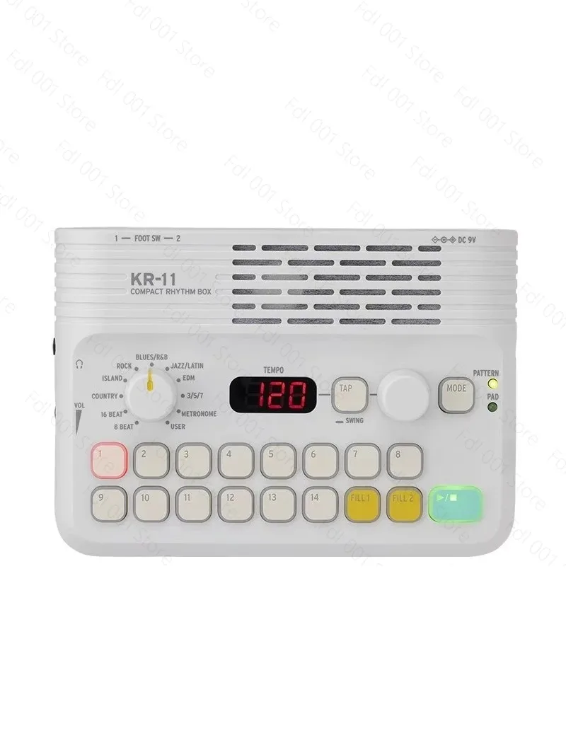 11Drum Portable Rhythm Machine Metronome with Automatic Backing Track Mini Size Speaker including Strap