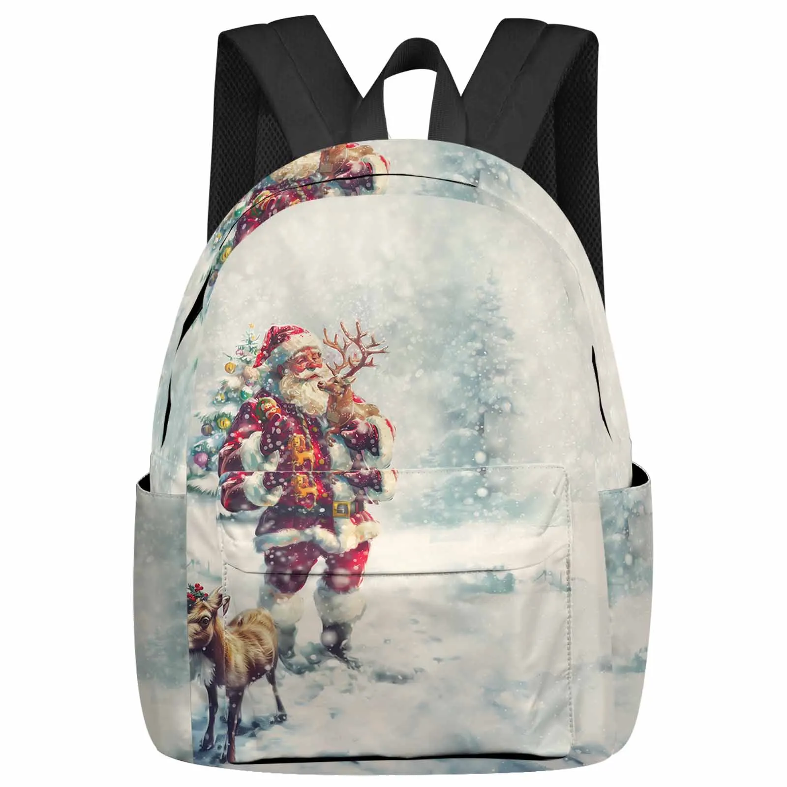 

Christmas Claus Reindeer Snow Scenery Backpack School Bags for Teenagers Students Laptop Bag Women's Casual Travel Backpack