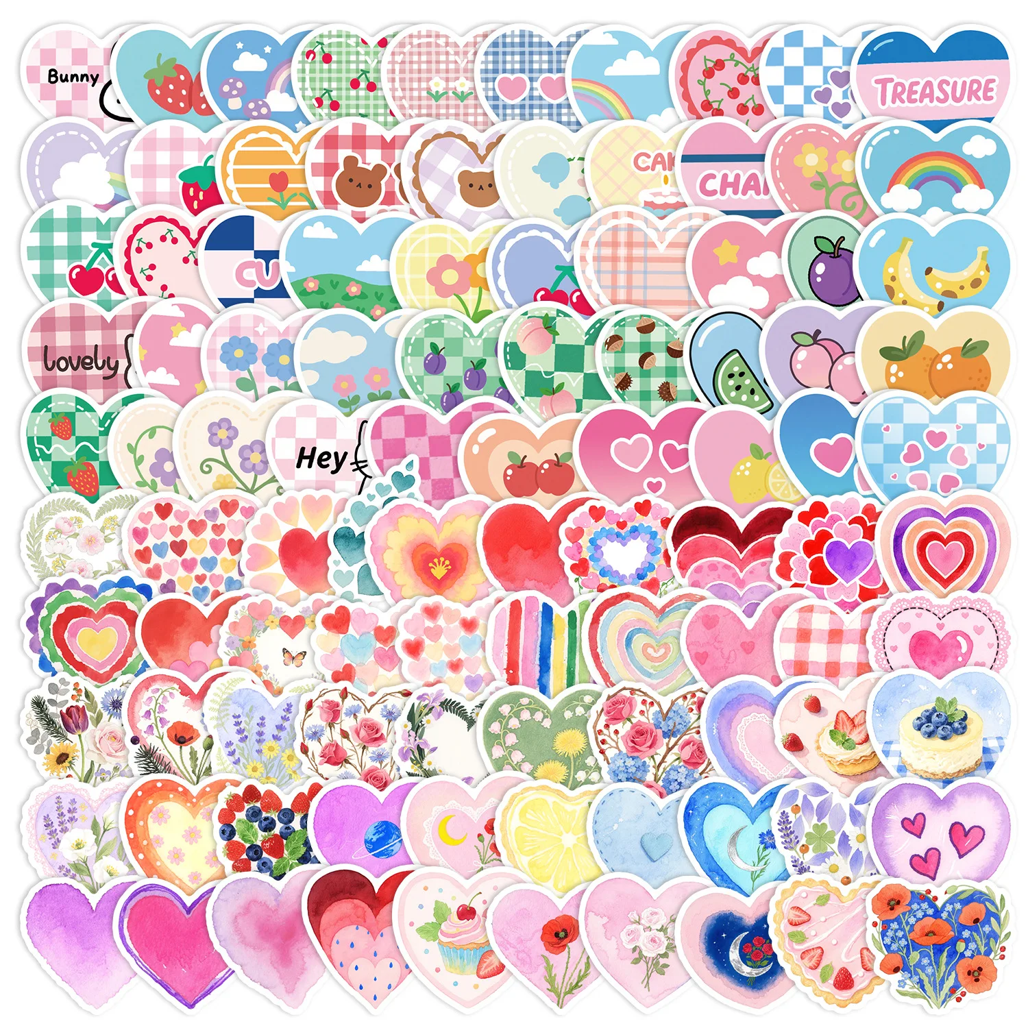 

100 шт., милые граффити с сердечками, мультяшные наклейки, граффити, наклейка, украшение для задней карты телефона, багажник, чашка для воды, милые наклейки «сделай сам»