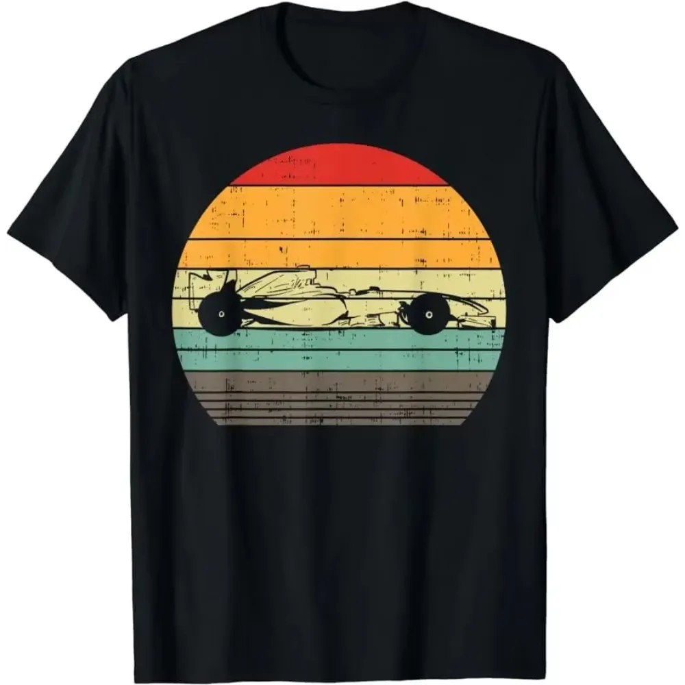 2026 New Vintage Race Car Graphic T-shirt Men Cotton Racing Lover Loose Oversized Motor Sport Street Casual Daily Tops