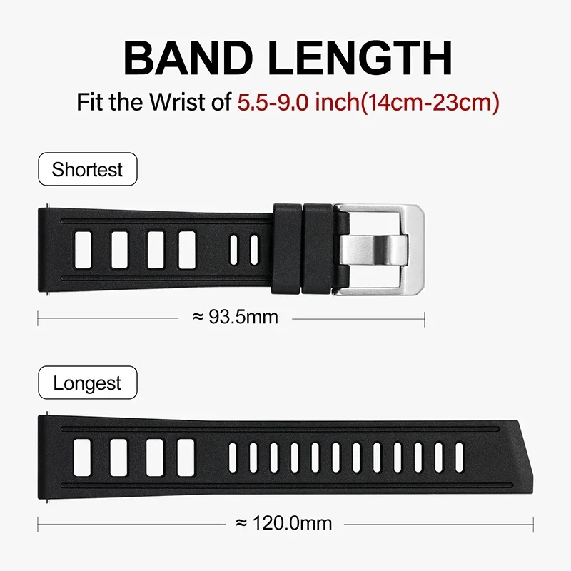 Watchdives Premium Rubber Strap 20mm Fast Release with Pin Buckle Soft Comfortable Watch Band Breathable Diver Replacement Band