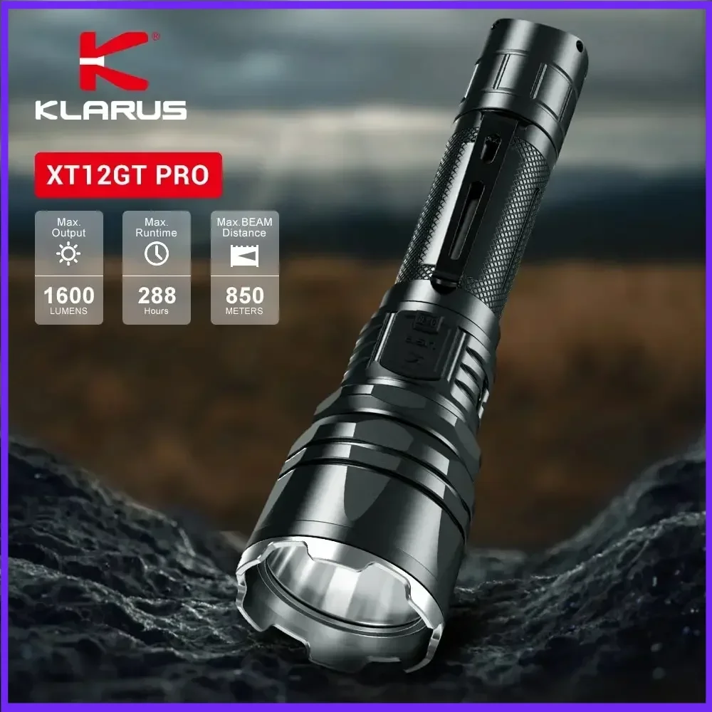 Klarus XT12GT Pro High Power Led Flashlights 1600lm 5000mAh Rechargeable Torch Lighting One-Touch Strobe Tactical Flashlight