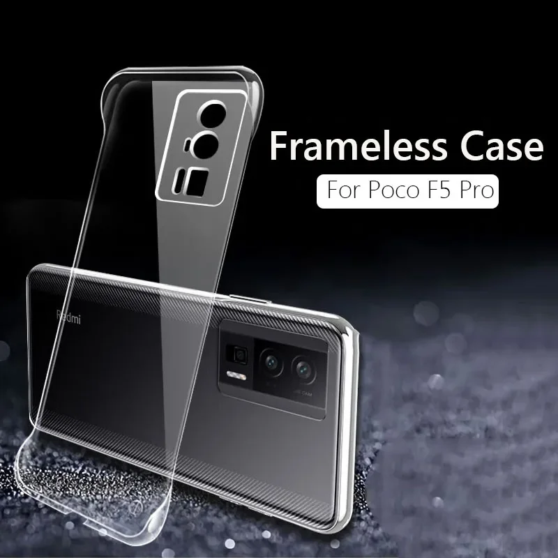 Frameless Slim Clear Hard Back Cover Case On For Xiaomi Poco F5 Pro PocoF5 Pro 5G ShockProof Coque Phone Cases