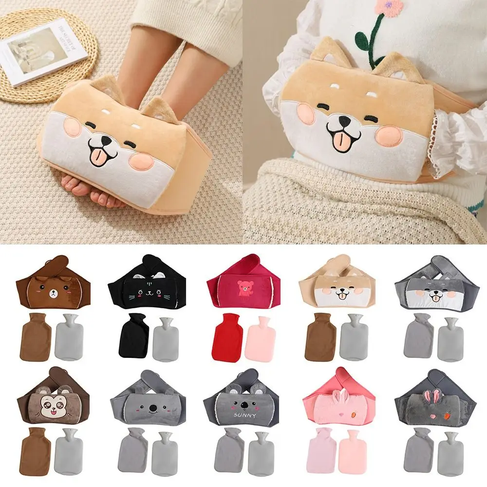 Hot Water Bottle with Belt Wearable Plush Hot Water Pouch Hand Warmer Wrap Around Hot Water Bottle Belt Portable Warm Water Bag