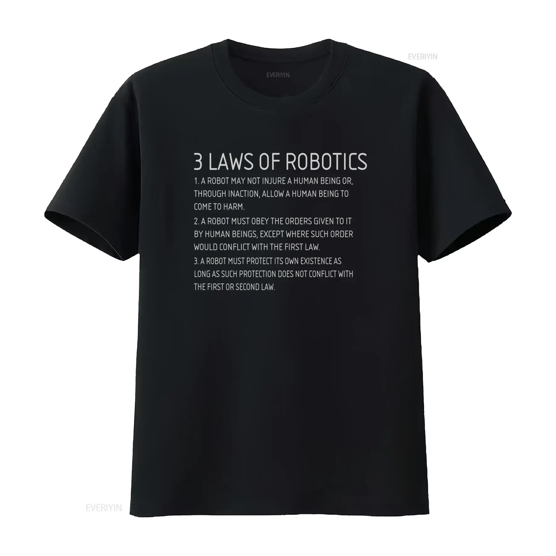 Three Laws of Robotics T Shirt Premium Soft Cotton Sci Fi Isaac Asimov Design Available in Gray White Black or Red vintage