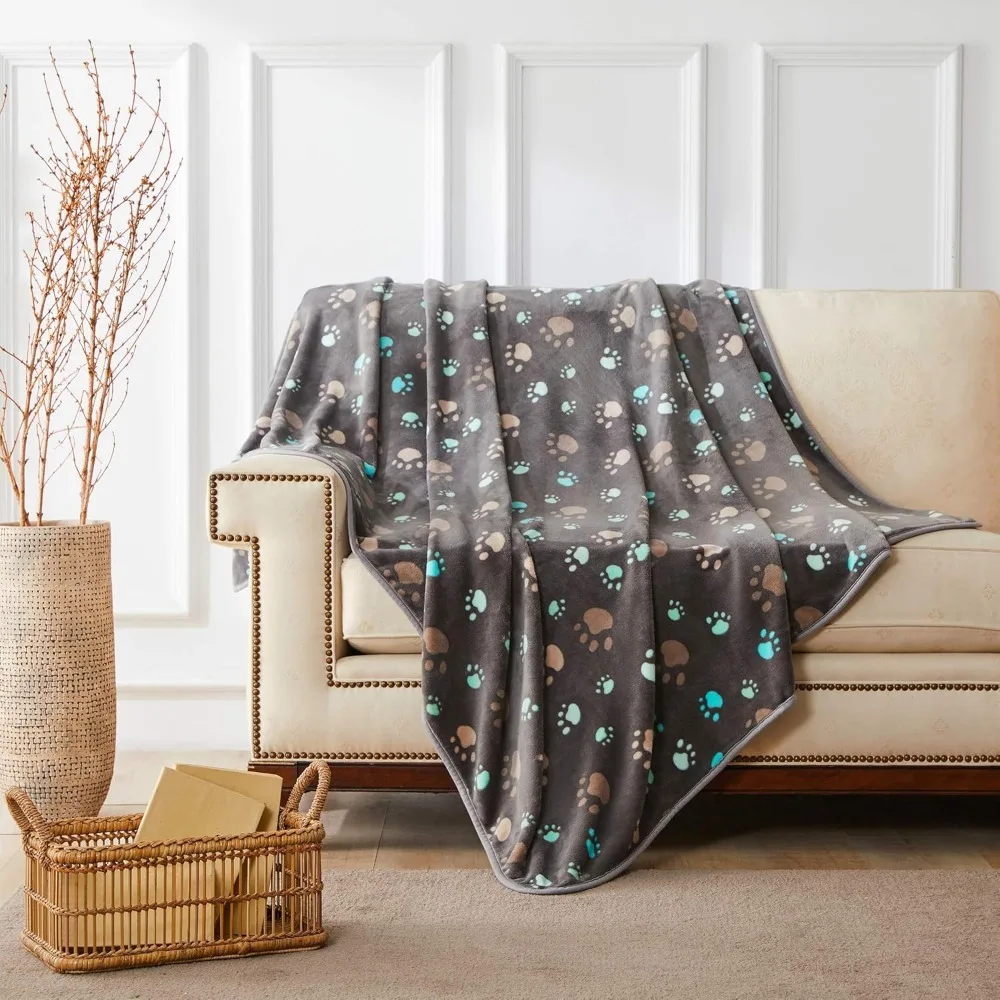 Cobertor de flanela felpuda super macio e premium para cães de estimação, cobertor fofo lavável com design de estampa fofa para cachorrinhos de gato e gatinho