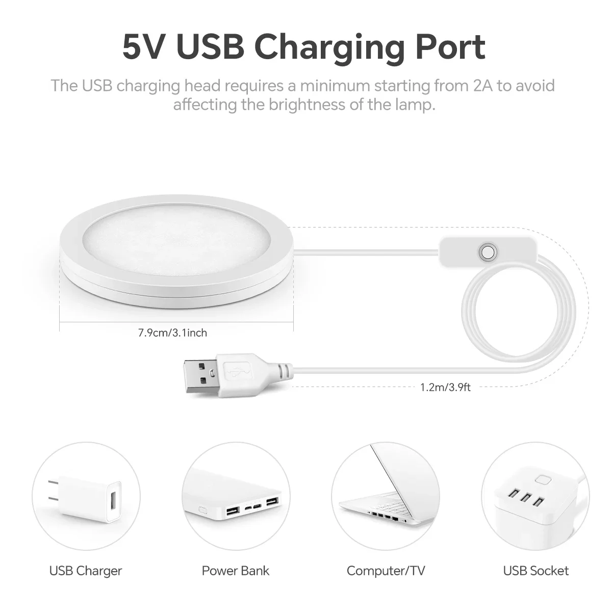 1/2/5/10PCS Round LED Cabinet Light 5V USB With Keys Switch Ceiling Lamp LED Light Accessories DIY Model No 3D Printing Parts