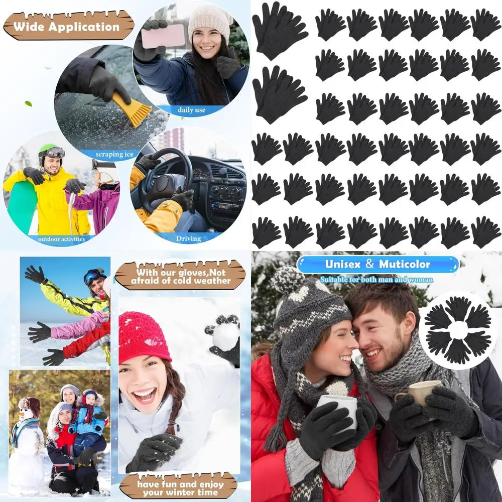 

100 Pairs Knitted Winter Gloves - Bulk Stretchy Warmth for Men & Women, Ideal for Charity & Homeless Donations