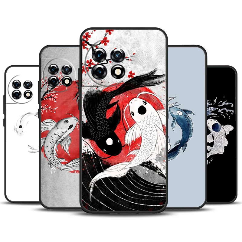 Funda Koi Fish Yin Yang para OnePlus 12R 10T 10R 9RT 9 10 Pro OnePlus 12 11 Nord 3 2T CE 2 Lite N20 N10