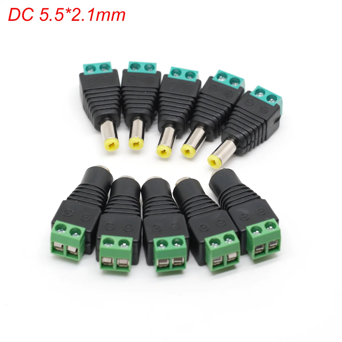 

DC Power Socket Male Head With Spring Sheet 5.5*2.1mm Welding-Free Male and Female Adapter Terminal Lock Screw Interface