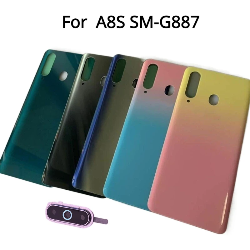 

Заднее стекло для Samsung Galaxy A8S SM-G8870, задняя крышка аккумулятора, задняя крышка корпуса, замена корпуса с объективом камеры + логотип