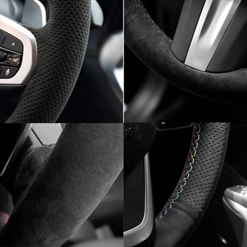Hand-Sewn Suede Car Steering Wheel E300L A200L E-Class C-Class A-class Accessories Steering Wheel Cover For Mercedes Benz C260L