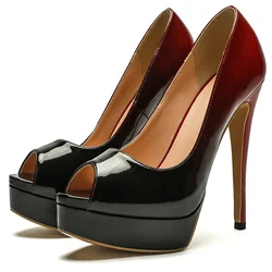 【Measure your feet length before order】Platform Women Stiletto High Heel Pumps Peep Toe Sexy Evening Fetish Dress Shoe 50-CHC-33