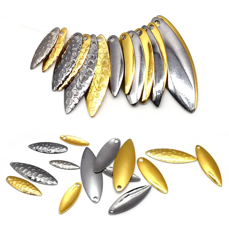 Topranc 20 Stück Flash Tail Köderzubehör, Geräuscherzeugende Glitzer-Weidenblatt-Metallköder, Jigging-Minnow-Angelzubehör – Detail 1