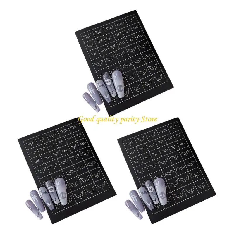 M4YA สติ๊กเกอร์ติดเล็บฮาโลวีน Spooky Skeleton สติกเกอร์เล็บสำหรับนักปาร์ตี้ ใช้งานง่าย