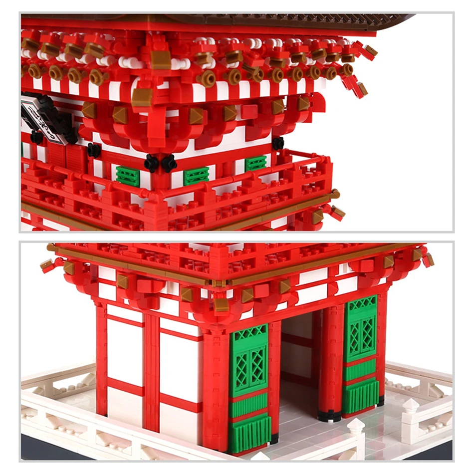 Arquitetura do santuário japonês kyoto niomon portão de kiyomizu templo blocos de construção cidade vista rua diy tijolos brinquedos para crianças presente