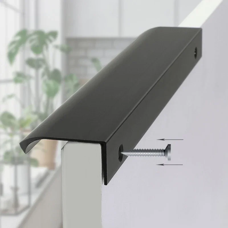 Maçaneta e maçaneta da porta do guarda-roupa, dourada, preta, escondida, maçaneta invisível, liga de alumínio, longa, armário de cozinha