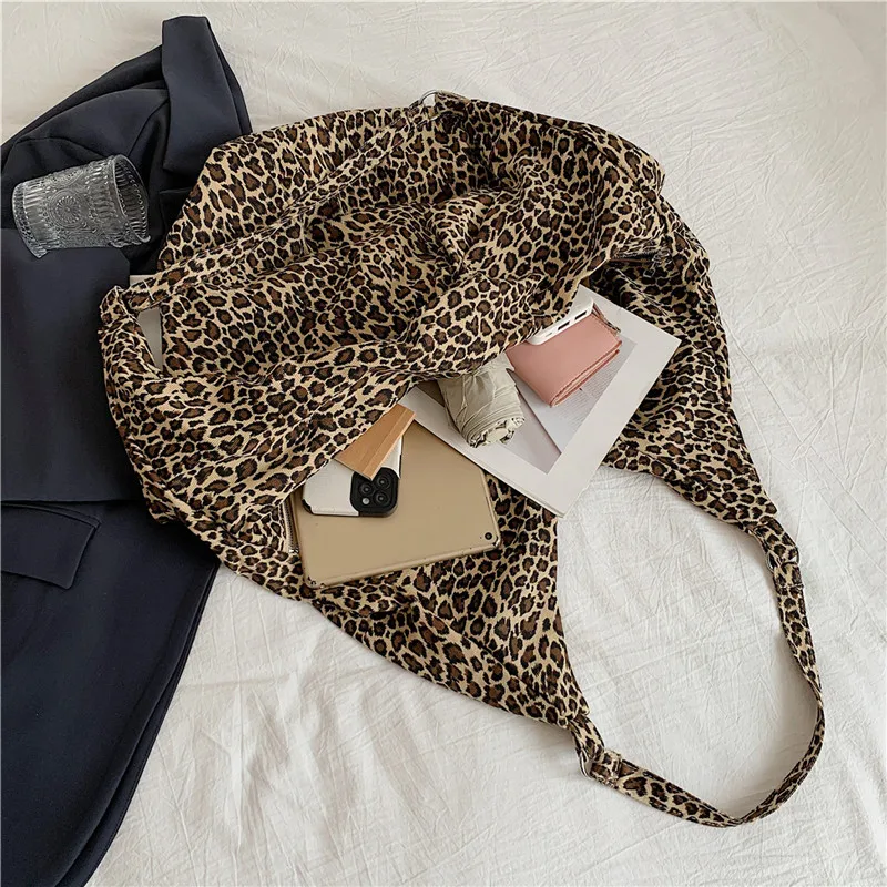 Leopard Design Large Capacity Big Shopping Bags 2024 Korean Fashion Shopper for Women Lady Shoulder Bag Girl bolsos de mujer