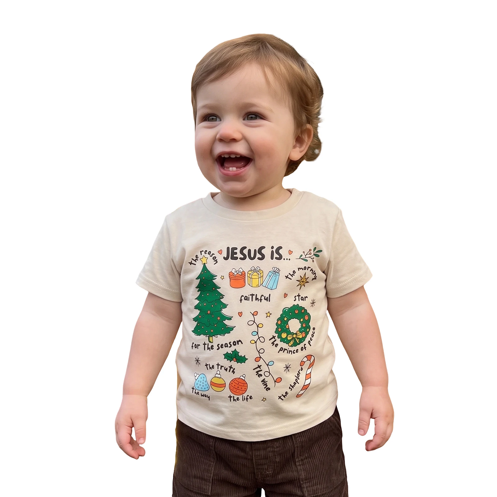 Kids Christmas T-shirt Short Sleeve Crew Neck Letters Print Summer Tops