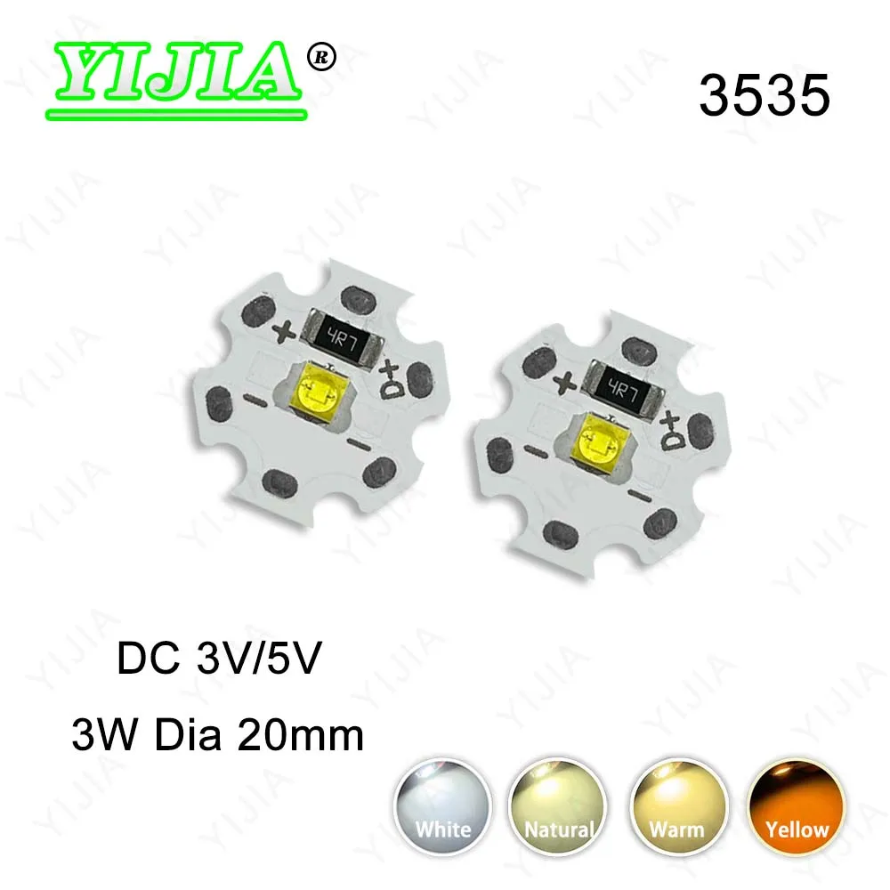 High Bright SMD 3535 LED Chips DC 3V 5V Driver-Free Warm Natural White With 20mm PCB Board For DIY Flashlight Biycle Light