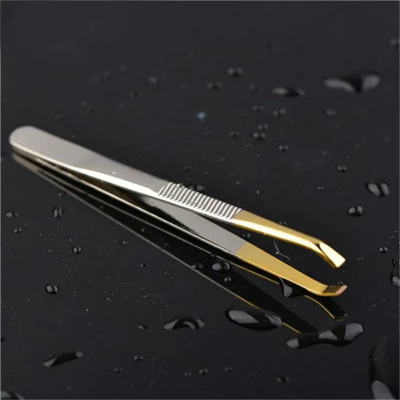 Pince à épiler pour sourcils, outils de maquillage de haute qualité, en acier inoxydable, pointe inclinée, pour épilation du visage, 1 pièce