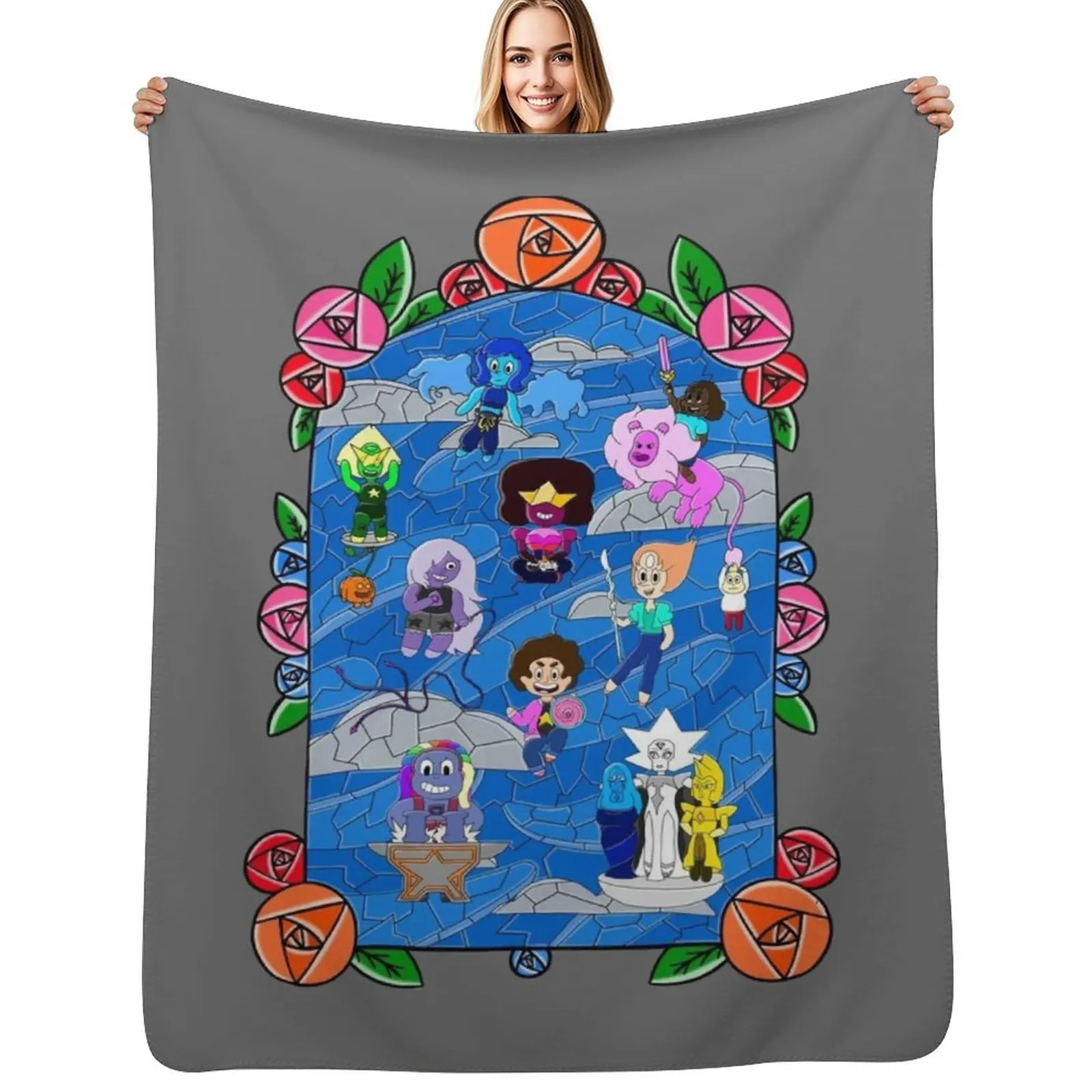 Steven Universe Stain Glass Window Throw Blanket Plaid on the sofa christmas gifts Soft Soft Plush Plaid Nap Softest Blankets