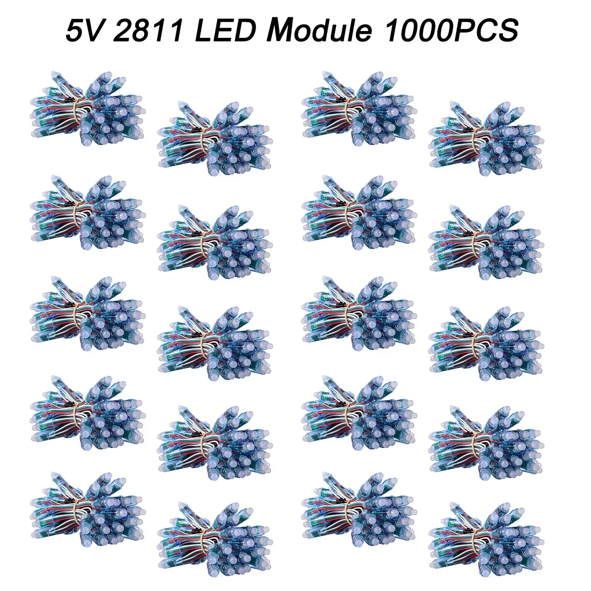 

1000pcs 12mm WS2811 IC Full Color Pixel LED Module Light Waterproof RGB Color Digital Pixel Light DC5V 70A T1000S Controller Kit