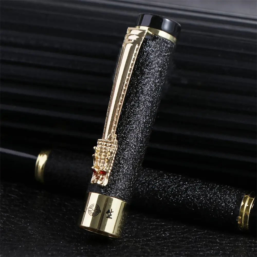 

High Quality Office Frosted Black Luxury Stationery Golden Dragon Business Ink Pen Writing Pen Ink Pen Fountain Pen