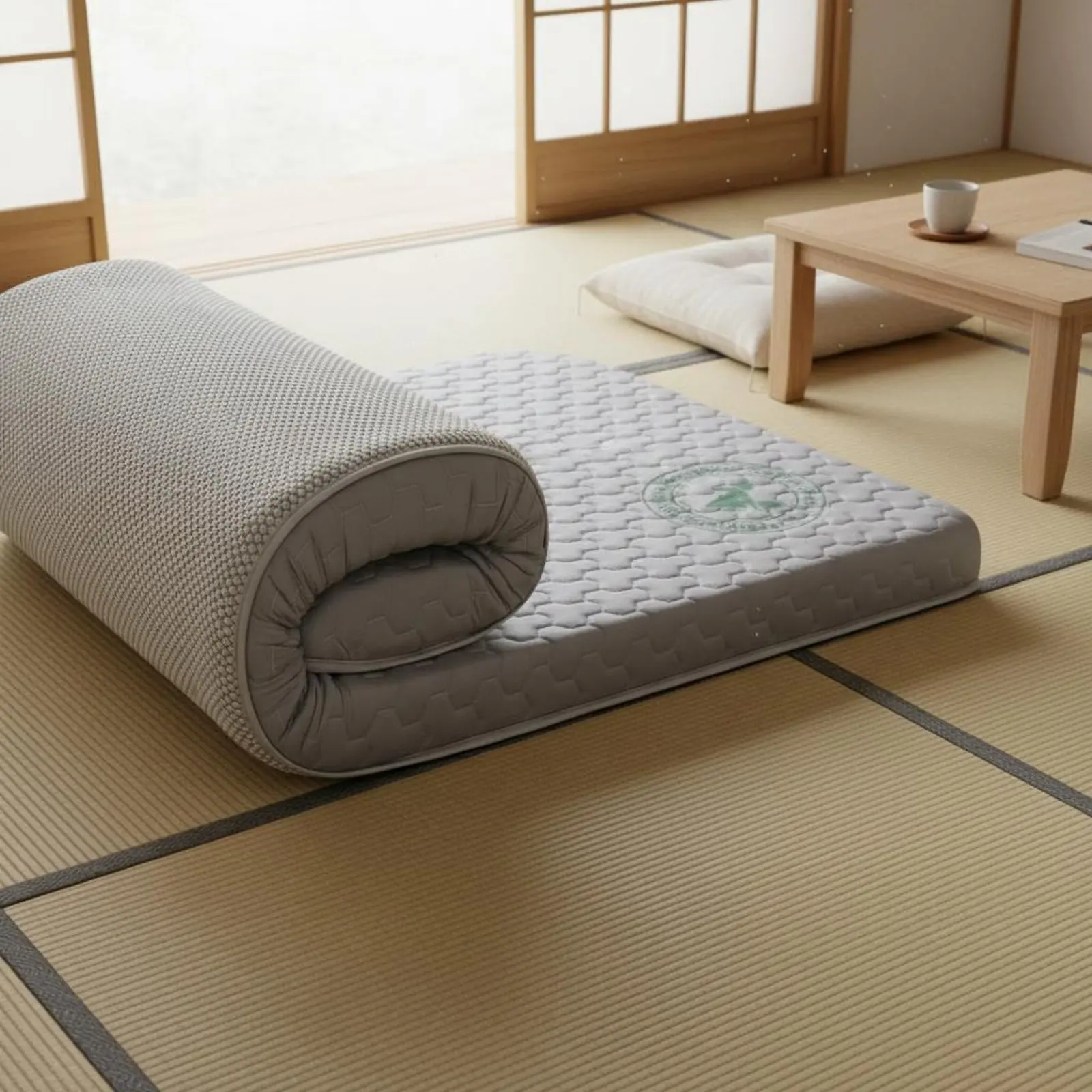 Colchón de espuma viscoelástica de rebote lento, topper individual para colchón, ropa de cama segura, embalaje enrollado sin materiales adhesivos para dormitorio.