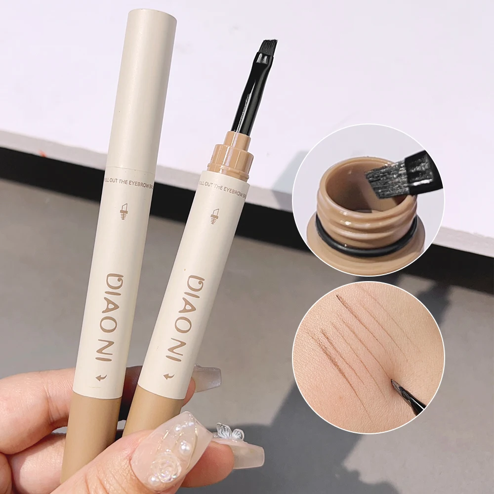 1PC Blade Angled Thin Eyebrow Dyeing Cream Pencil 3 Colors Natural Waterproof Eyebrow Enhancer Cream with Brush Makeup Cosmetics