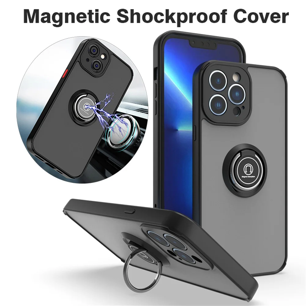 Magnetic Shockproof Case For IPhone 15 14 13 12 11 Pro Max Mini X XR 6 8 7 14 15 Plus SE Ring Holder Cover For iphone Case