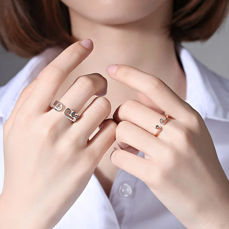 

SA SILVERAGE Authentic 925 Sterling Silver Rose Gold/Silver Color Couple Ring Two Rings 925 Silver Wedding Adjustable Rings