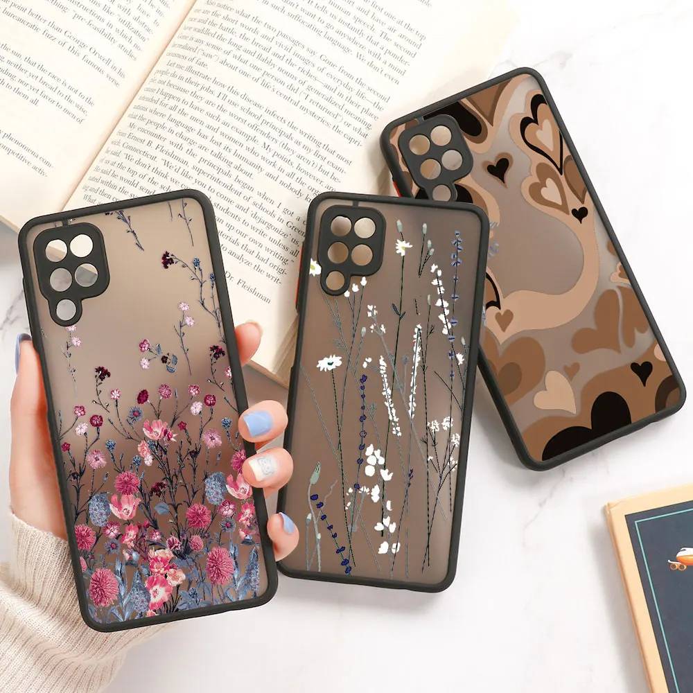 Flower Case For Samsung A12 Cases Galaxy A54 A34 S22 Ultra A51 A53 5G A33 S23  S21 S20 Fe A70 A72 A32 A50 A 12 Hard Cover Funda