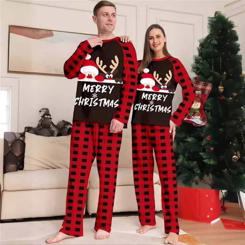 New Merry Christmas Sets Family Matching Outfits Mom Daughter Dad Kids Baby Pajamas 2 Pcs Xmas Print Loungewear Family Look Suit
