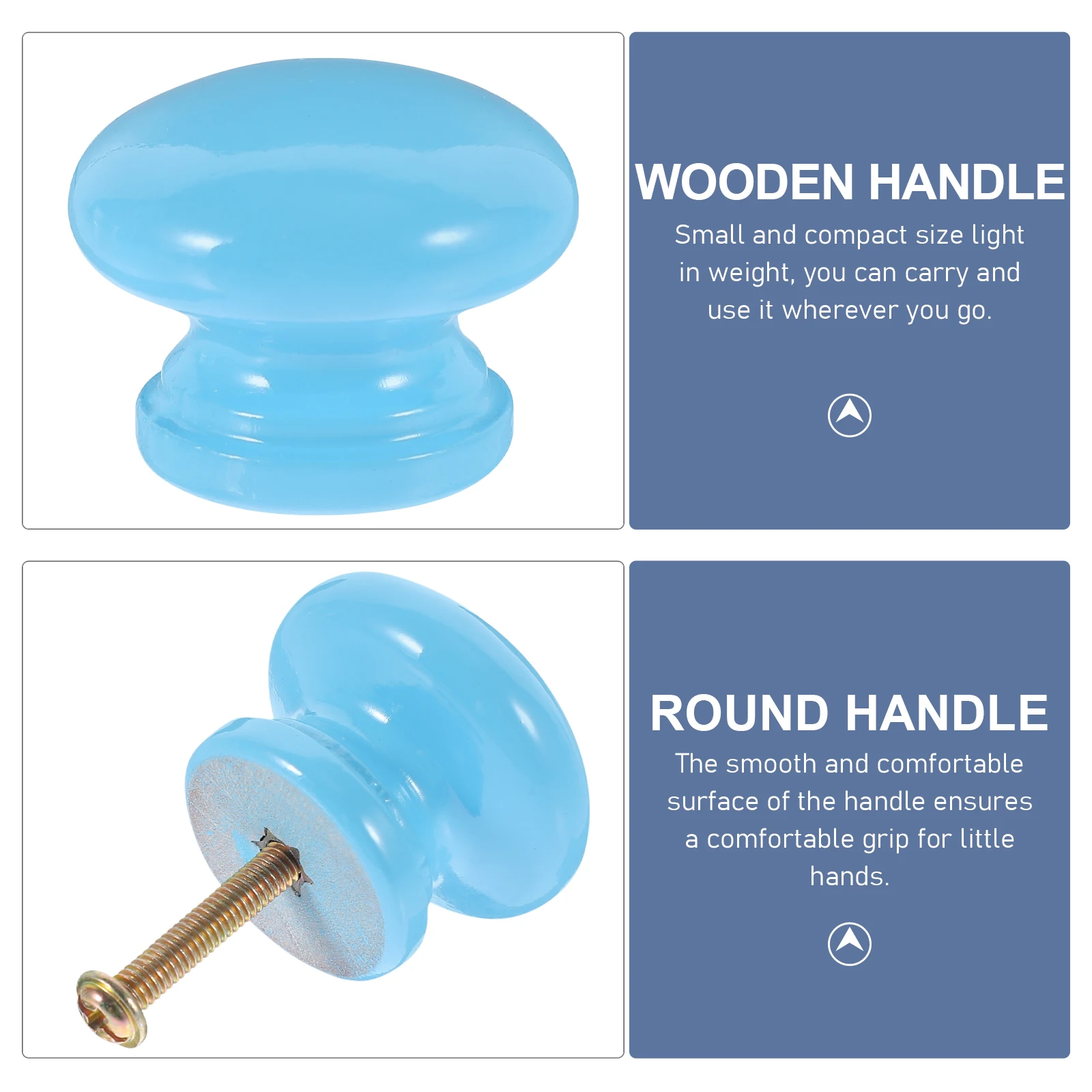 

6Pcs Wood Drawer Pulls Sturdy Colorful Handles for Kids Room Furniture Knobs Pull Handle Replacement Accessories