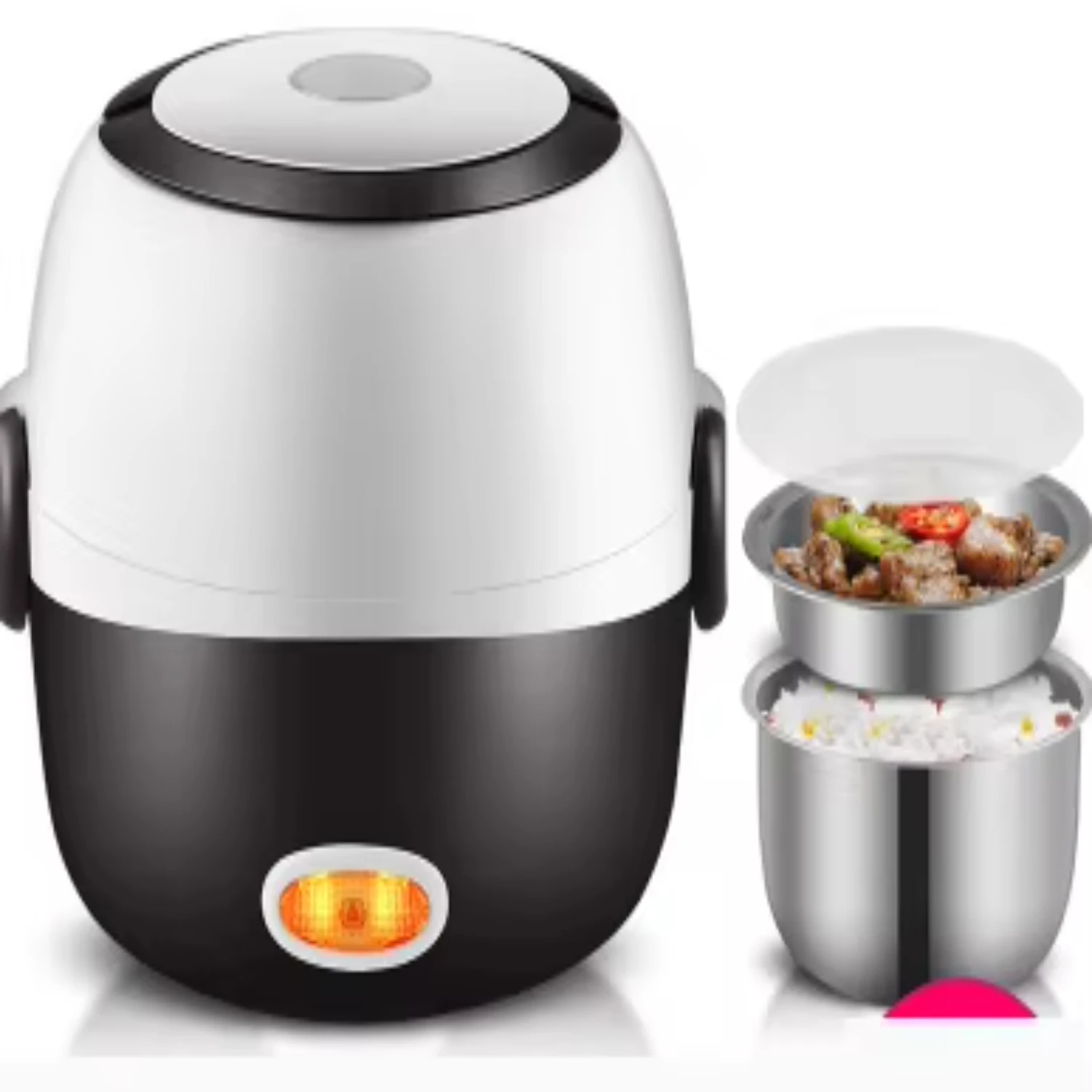 Mini  Rice Cooker Stainless Steel 2/3 Layers Food Container Steamer Portable Meal Heating Lunch Box Heater Warmer Bento