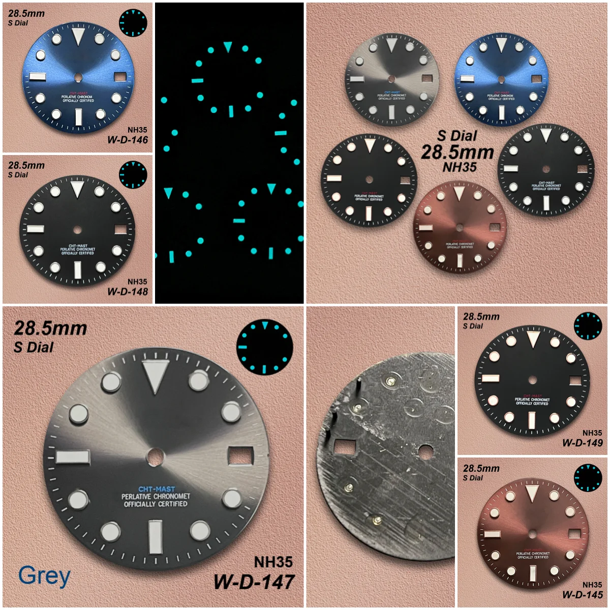 28.5/30.5/35mm S/S5 Logo SUB Dial Fit NH35/NH36/4R36 Movement Ice Blue/Green Luminous Cocktail Watch Modification Accessories