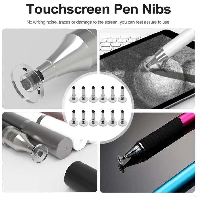 12 Pieces Universal Replacement Disc Tip Pen Tips Round Transparent Disc Tip for Touch Screen Tablet, Phone
