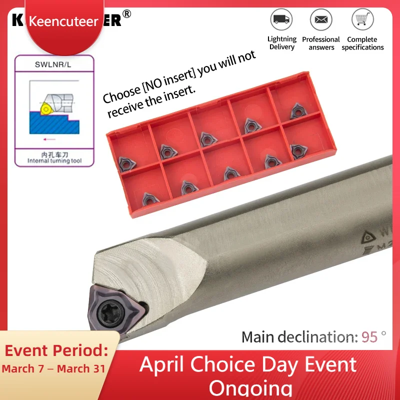 1pc S08K-SWLNR04 S10K-SWLNR04 S20R-SWLNR08 Internal Turning Tool Holder WNMG Carbide Inserts Lathe Bar CNC Cutting Tools Set