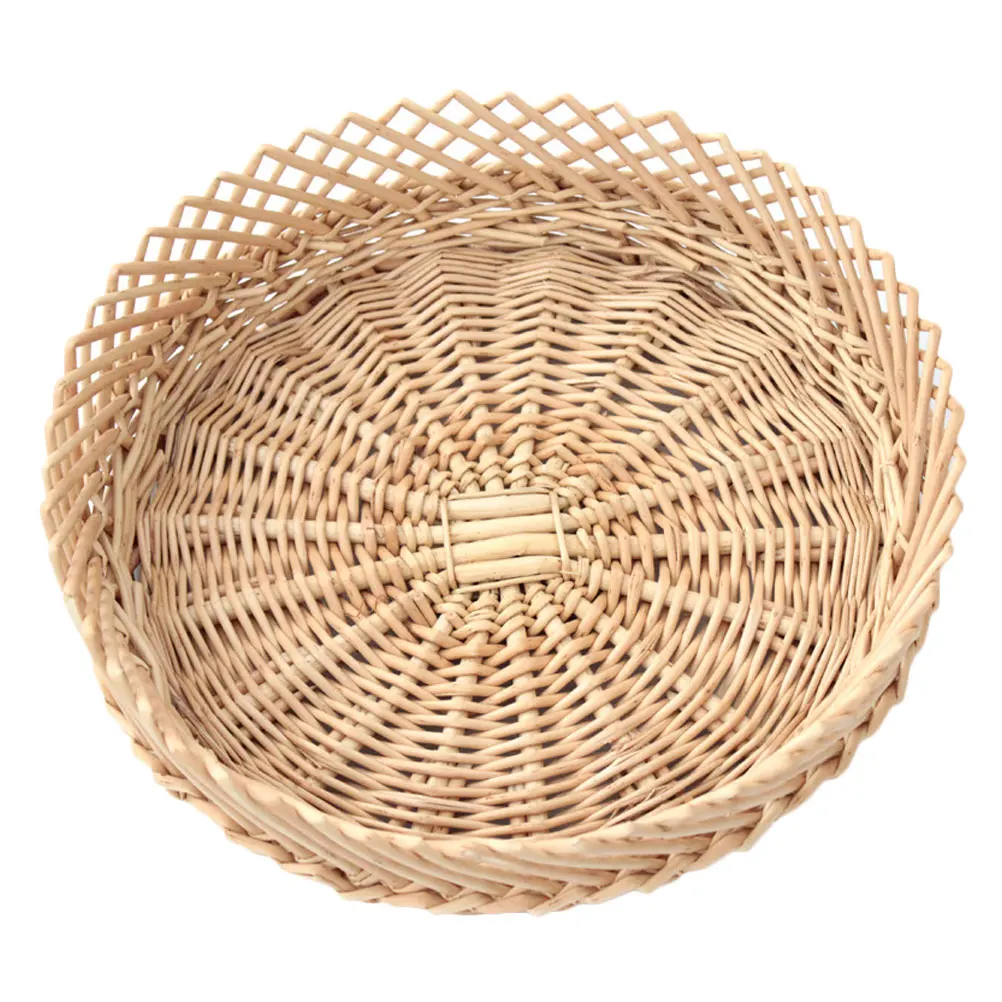 

Natural Wicker Storage Basket Kitchen Round Egg Holder for Home Hotel Fruits Vegetables Food Household DecorationWillow Basket