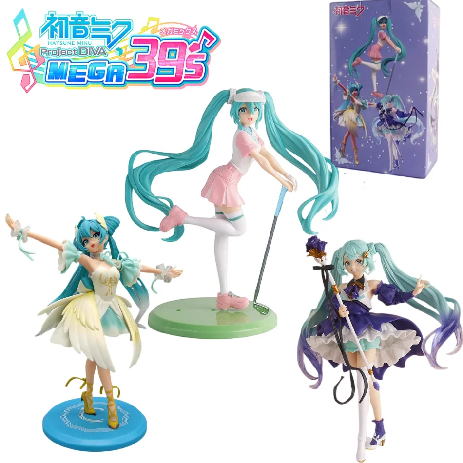 

18-22cm Anime Hatsune Miku X Cinnamoroll Figure panda swan series Cute Statue PVC Model Doll Toy boy Birthday Christmas Gift
